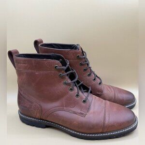 Cole Haan Men’s Leather Lace-Up Boots Size 8M | Brown Cap Toe Rugged Outsole